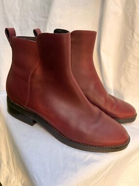 Cole Haan Burgundy Leather Zip Ankle Boots
